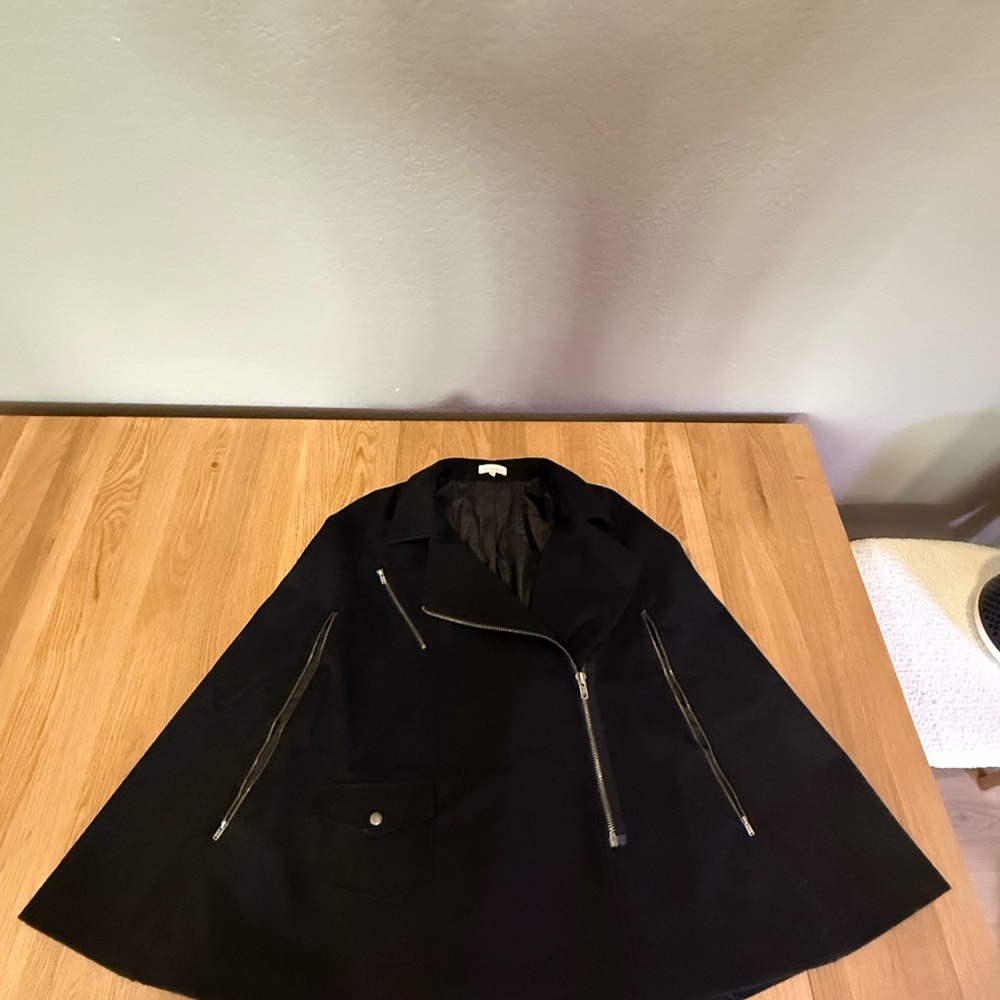 re:named Black Cape with Zipper Accents